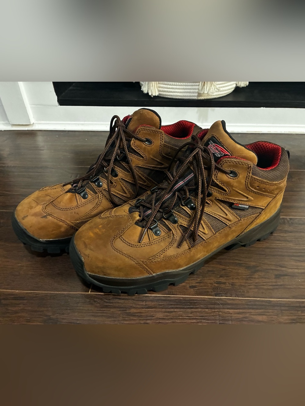 Red Wing TruHiker Water Proof Shoes Brown Leather Hiking Boots Steel Toe 12D